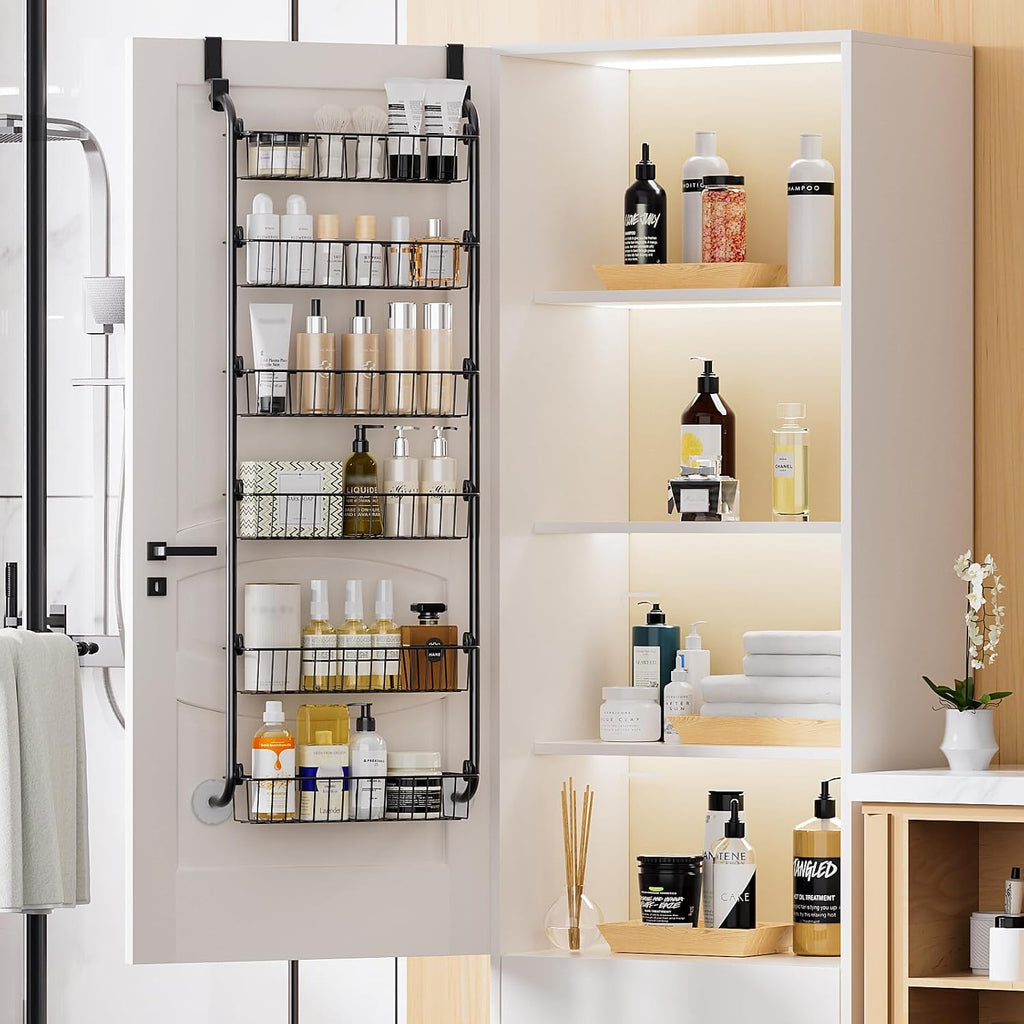 Delamu Over the Door Pantry Organizer, 6-Tier Metal Pantry Door Organization and Storage, Hanging Kitchen Basket Spice Rack Seasoning Shelves, Cabinet Door Organizer for Easy Install,D5xW18xH50inch - view 6