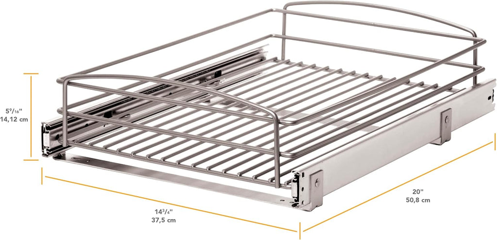 RS-MUB-14-FN 5 in. H x 15 in. W x 20 in. D Multi-Use Basket Silver Pull Out Cabinet Organizer, Frosted Nickel - view 4