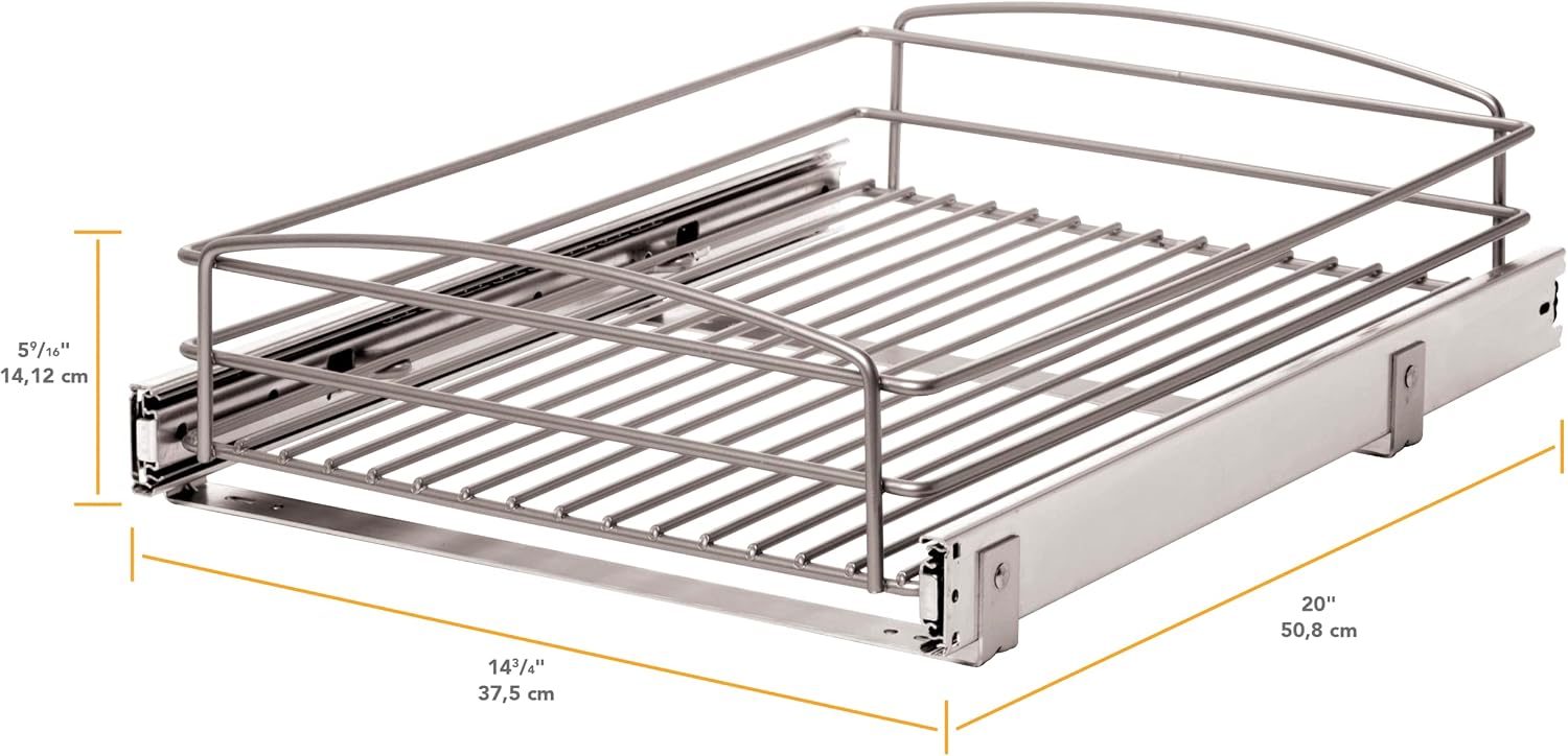 RS-MUB-14-FN 5 in. H x 15 in. W x 20 in. D Multi-Use Basket Silver Pull Out Cabinet Organizer, Frosted Nickel - view 4