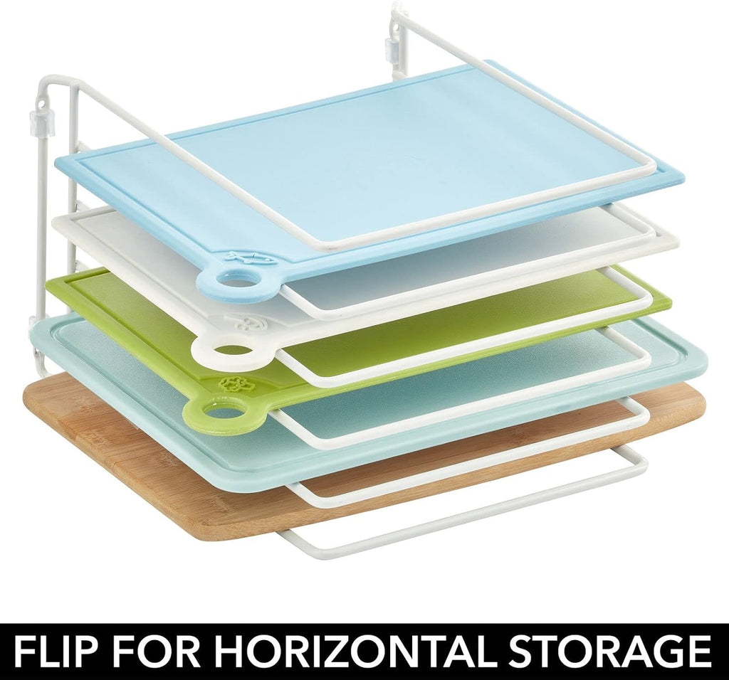 X-Large Steel Storage Tray Organizer Rack for Kitchen Cabinet - Divided Holder with 5 Slots for Skillets, Frying Pan, Pot Lids, Cutting Board, Baking Sheets - Concerto Collection - White - view 6