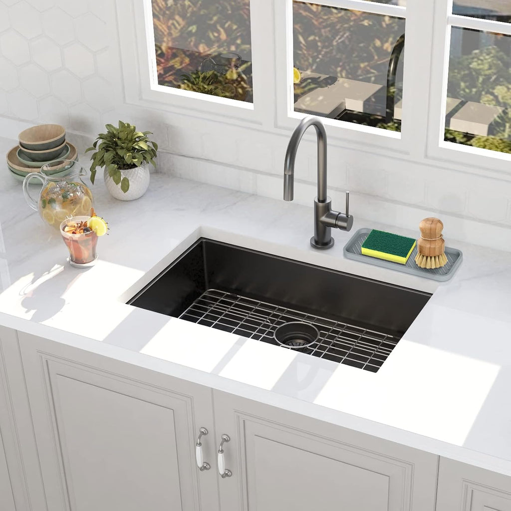 Kitchen sink organizer tray, 2 pack silicone sponge holder for sink bathroom, silicone soap/sink/drip tray, small mats for kitchen counter, soap dish tray for dispenser bottle, dishwashing accessories - view 6