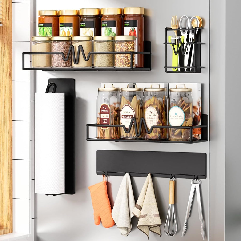 Magnetic Shelf for Fridge, 2 Pack Seasoning Organizer with Strong Magnets for Kitchen Storage Organization, Moveable Magnetic Spice Rack for Refrigerator, Whiteboard, Kitchen Counter, Cabinet - view 7