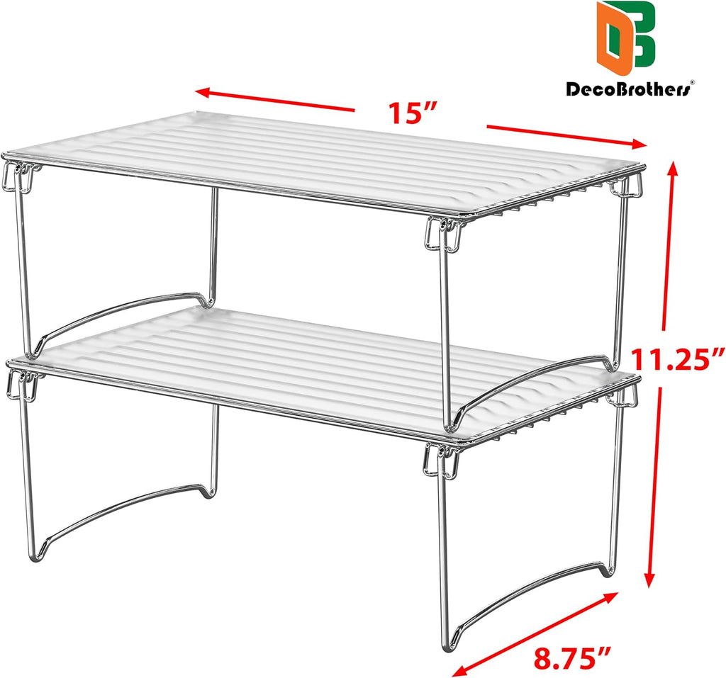 Stackable Cabinet Shelf Organizer, 2 Pack, Chrome - view 6
