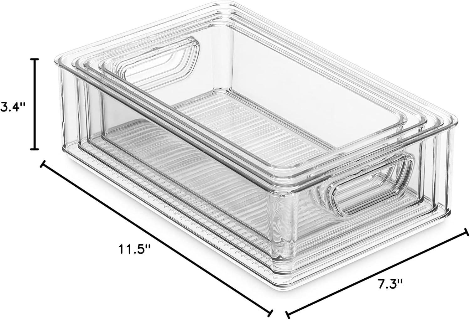 Set Of 16 Refrigerator Organizer Bins - Plastic Pantry Organization and Storage Baskets - Stackable Food Fridge Organizers with Cutout Handles for Freezer, Kitchen, Countertops, Cabinets - view 7