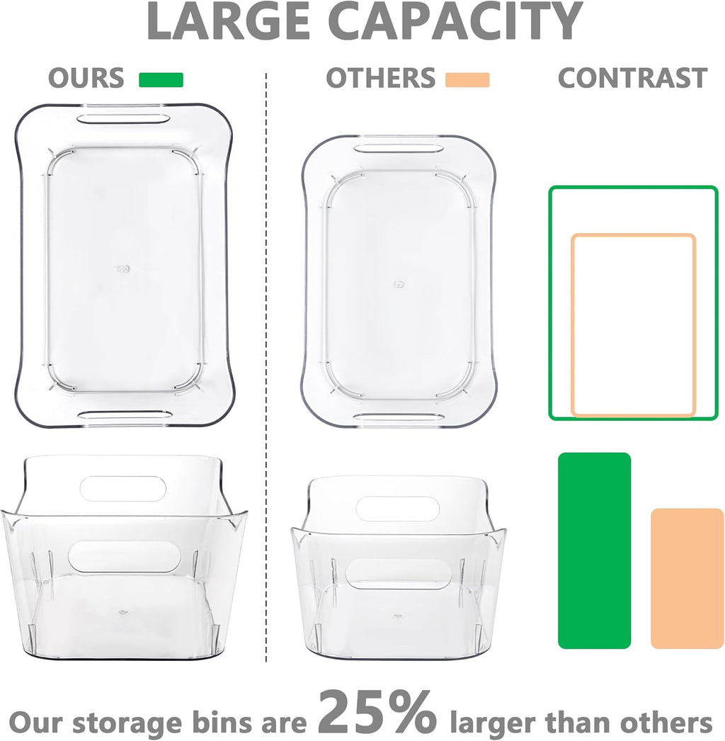 12 Pack Plastic Storage Bins, Multi-Use Organizer Bins, Pantry Organizer, Clear Storage Containers for Home, Kitchen, Office, Cabinet, Shelf and Fridge Organization - view 3