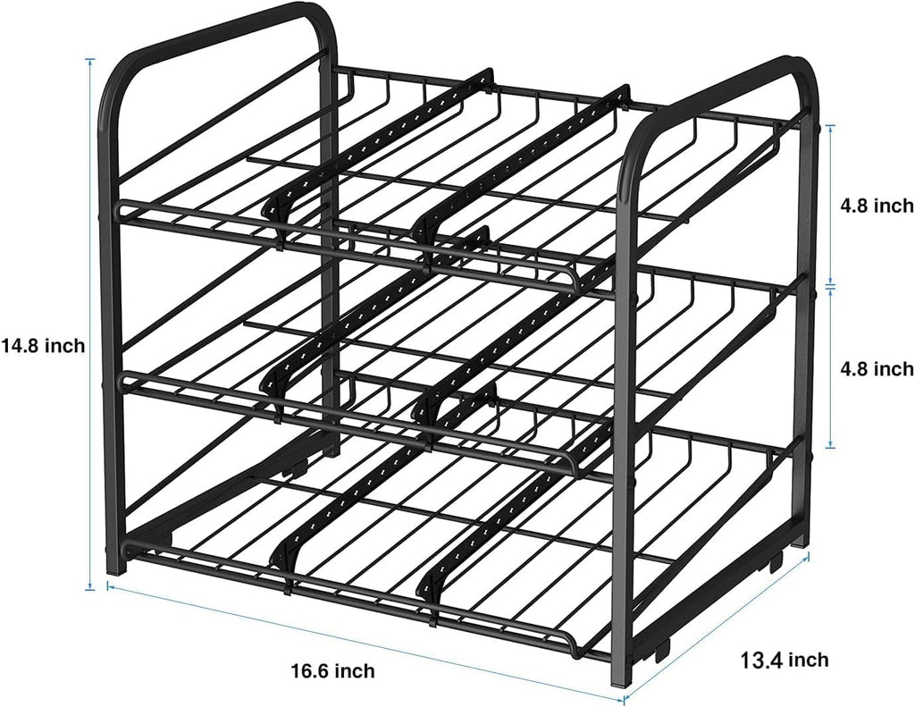 Can rack organizer, 3 tier stackable can storage dispenser, for food storage, kitchen or pantry, storage for 36 cans, black - view 2