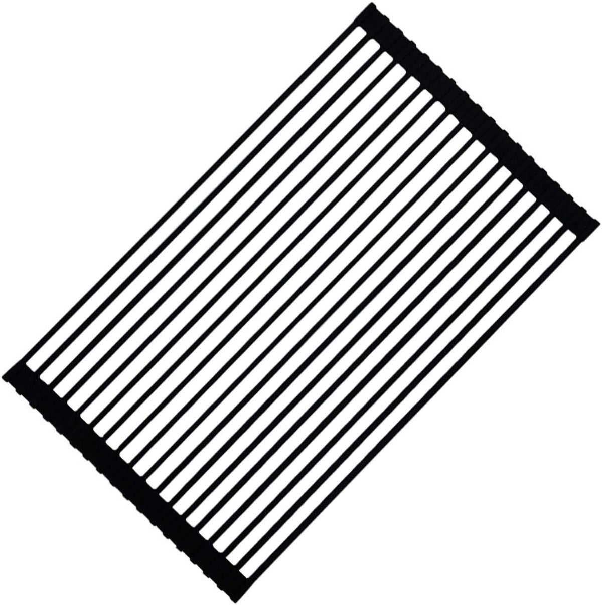 Large Roll up Dish Drying Rack 20.5'' Silicone Over Sink Dish Drying Rack Cubic Silicone Wrapped Steel Solid Bars Dish Racks for Kitchen Counter Sink Drying Rack (Matte Black, Large20.5"Lx13"W) - view 6
