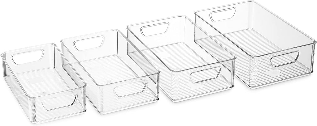 Set Of 16 Refrigerator Organizer Bins - Plastic Pantry Organization and Storage Baskets - Stackable Food Fridge Organizers with Cutout Handles for Freezer, Kitchen, Countertops, Cabinets - view 5