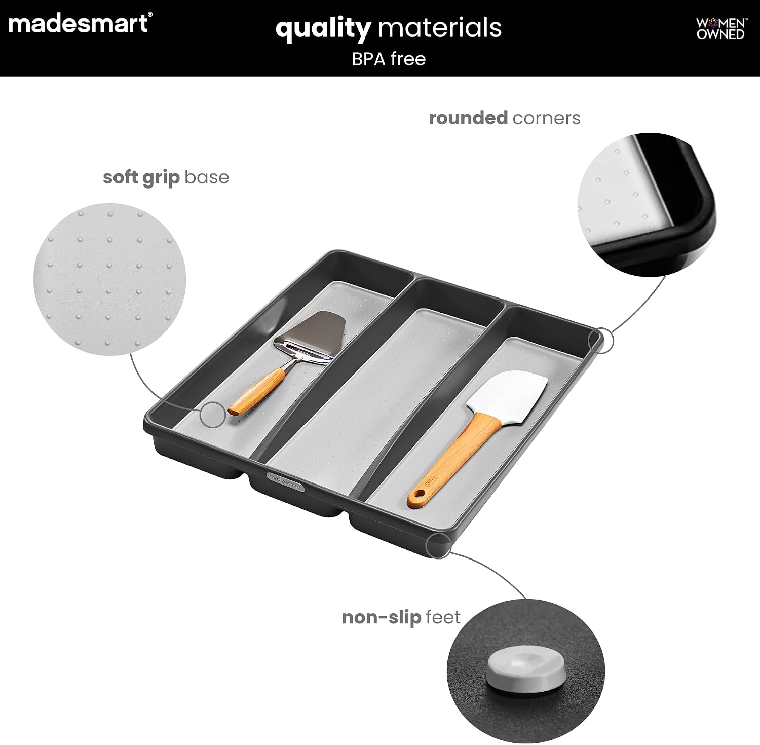 Classic 3 compartment utensil tray, granite - view 4