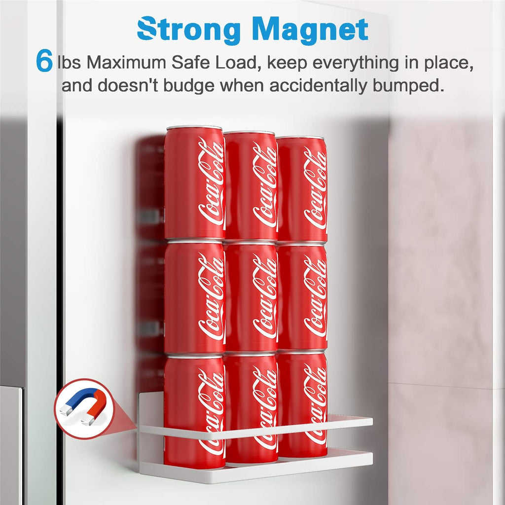 Magnetic spice rack, strong magnetic shelf with 2 removable hooks, perfect space saver for small kitchen/ apartment, awesome metal cabinet for holding spices, jars, salt (white, 2 pack) - view 2
