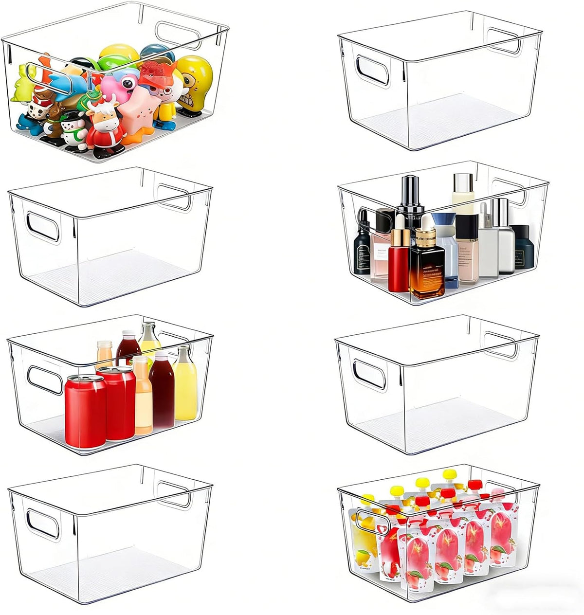 Set of 8 pantry organizers and storage, Clear Plastic Storage Bins for Kitchen Organization, Freezer Storage, Home Edit Containers - view 8