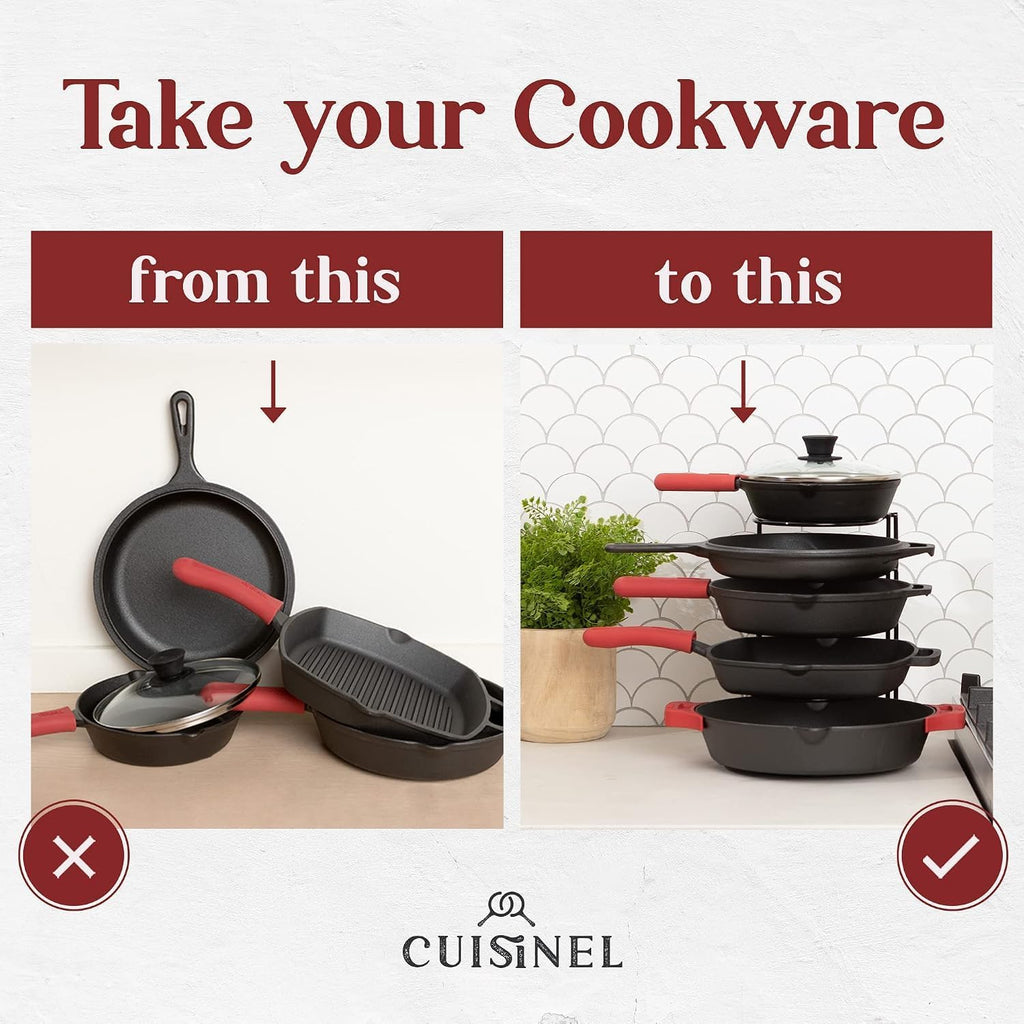 Pan Organizer for Cast Iron Skillets, Griddles, 5-Tier Rack, Black 12.2" - view 3