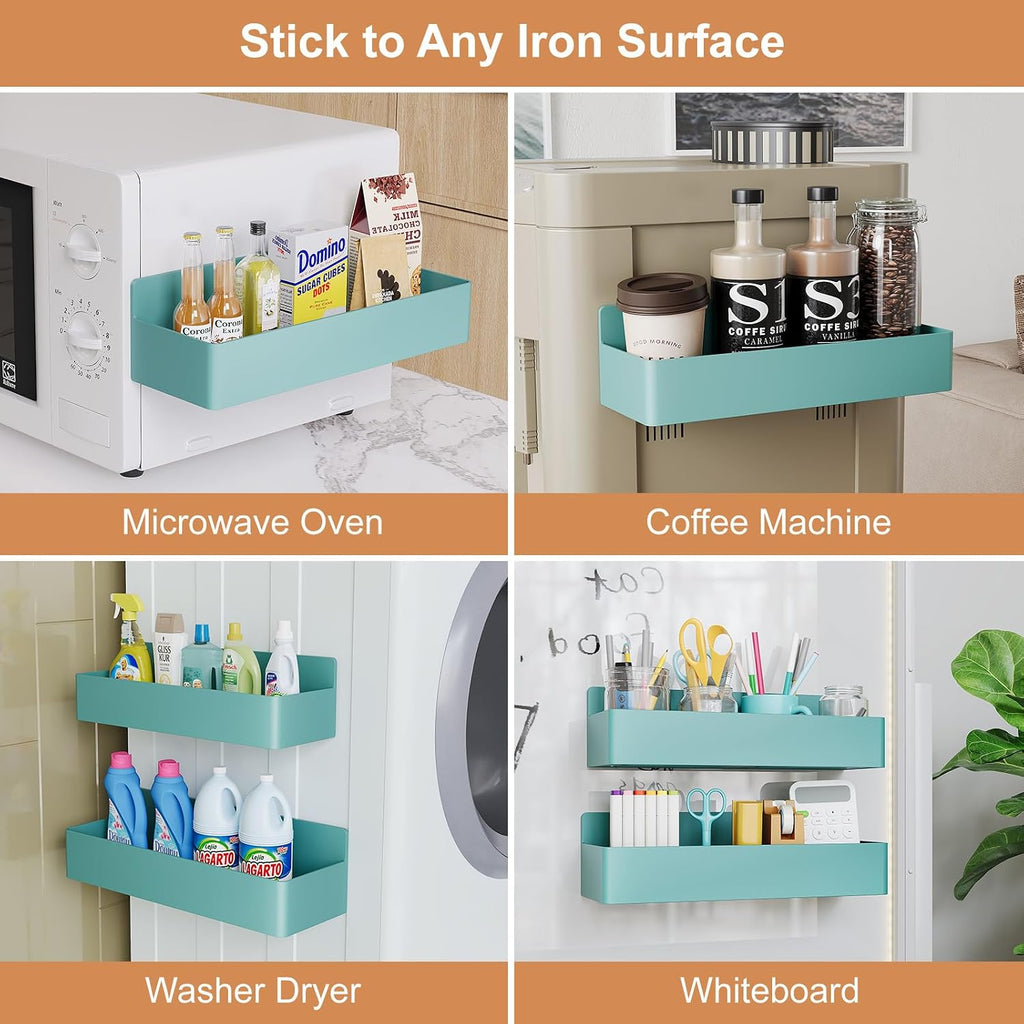 Magnetic spice rack for refrigerator, kitchen organizer and storage shelf, blue (2 pack) - view 6