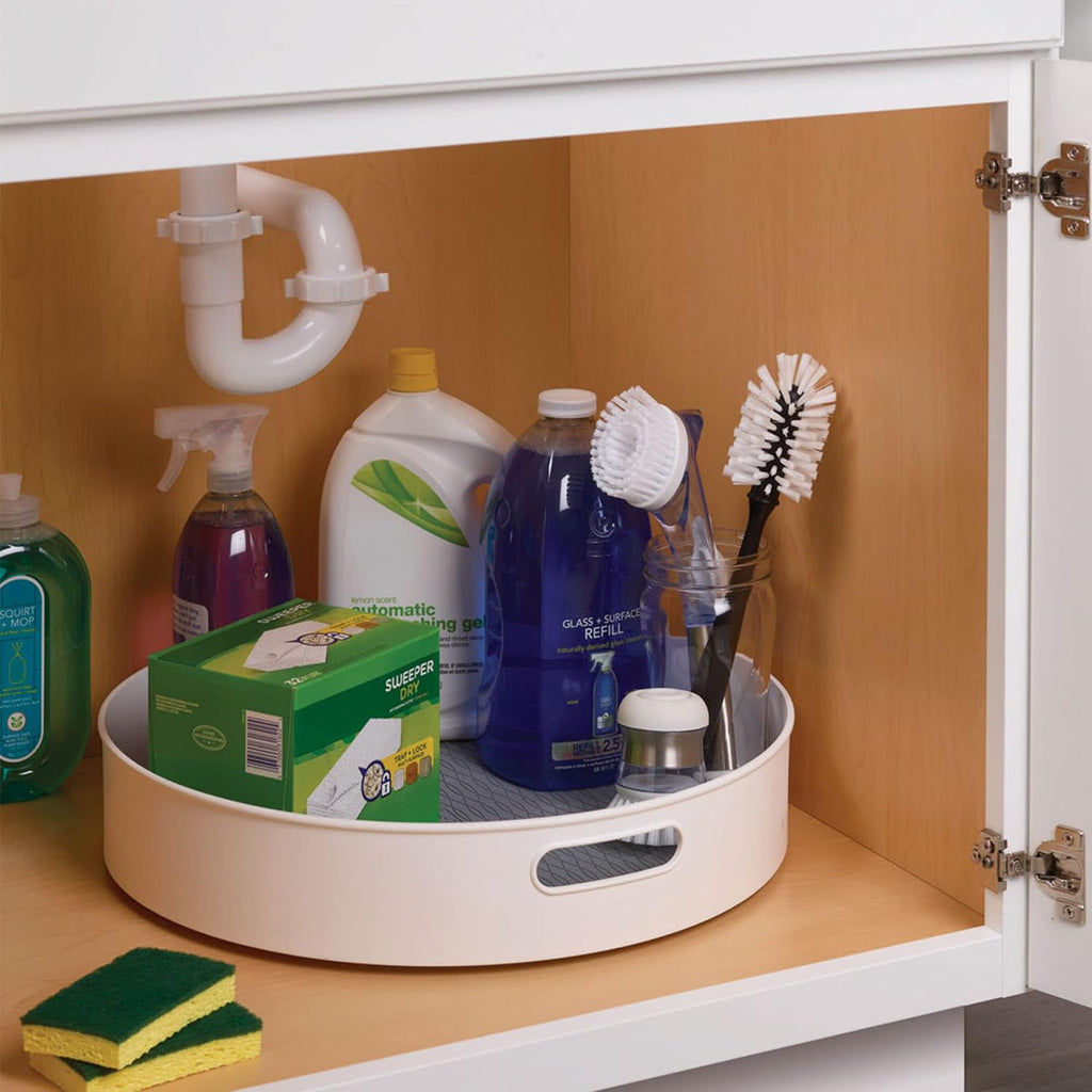 Under-Sink Pantry and Cabinet Organizer, 18-Inch, Revolving Storage Solution, White and Gray - view 7