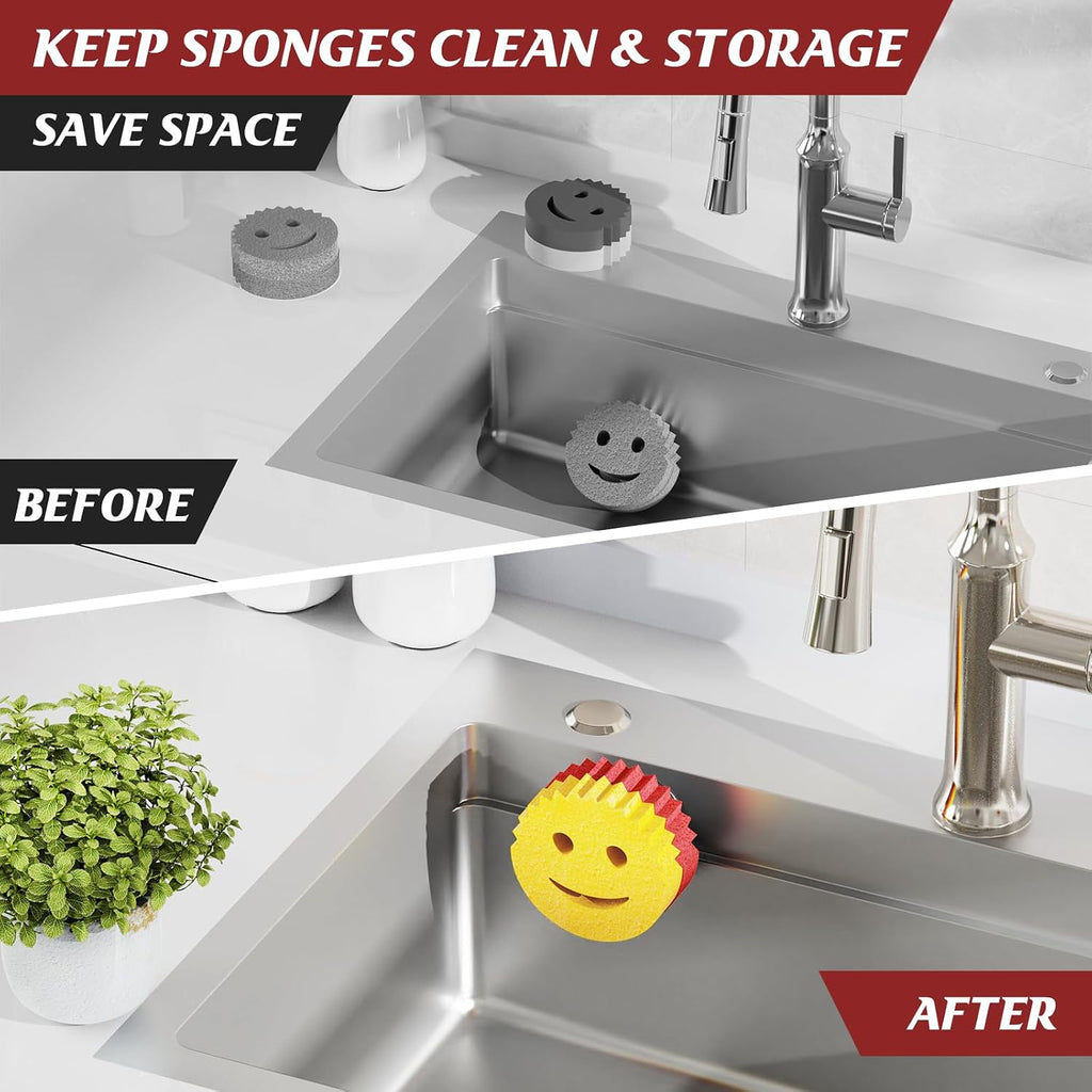 Sponge holder for kitchen sink, sink caddy organizer with suction cup installation for kitchen/bathroom, self draining - black - view 7