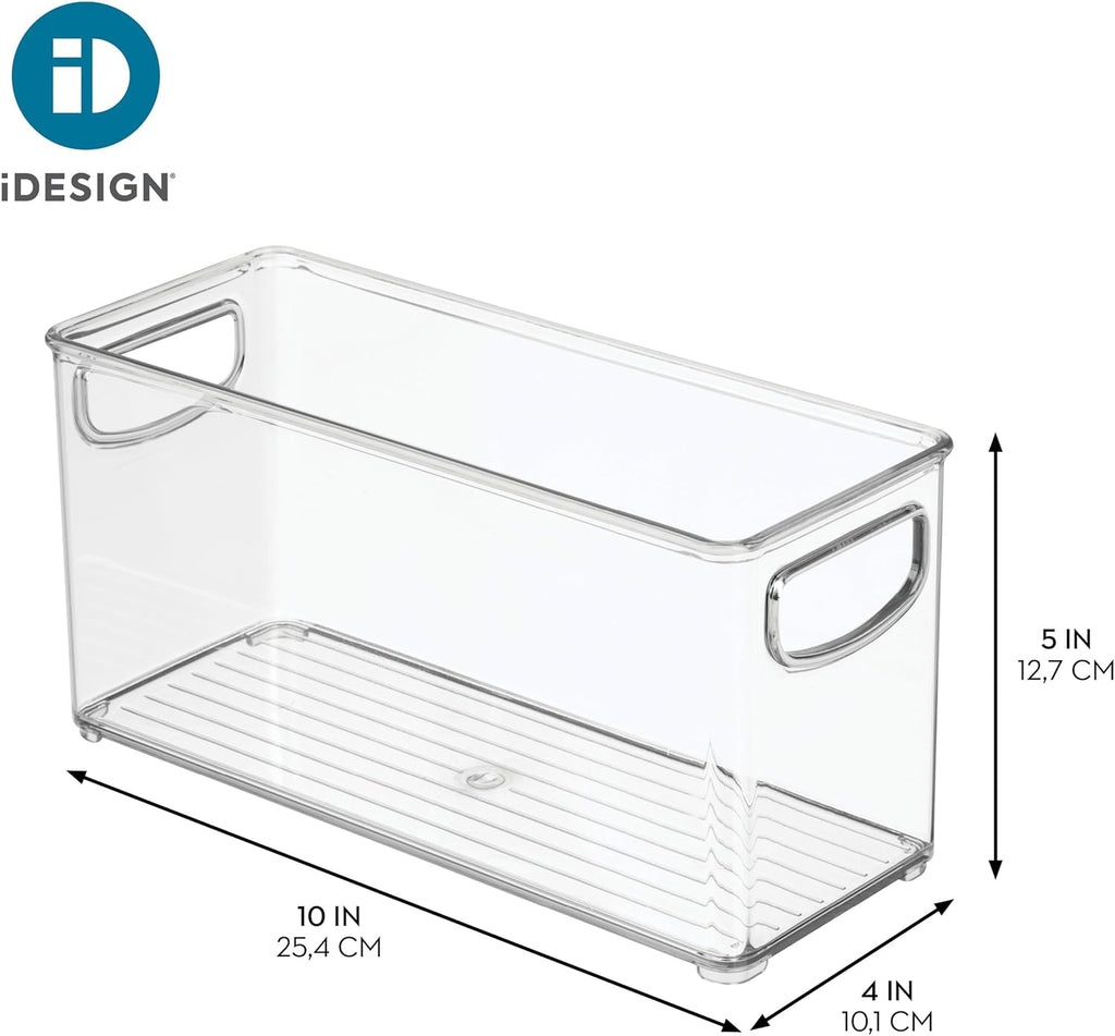 Plastic Stackable Pantry Bin, Set of 2, Clear | Storage Bin with Handles, For Cabinets or Fridge - view 4