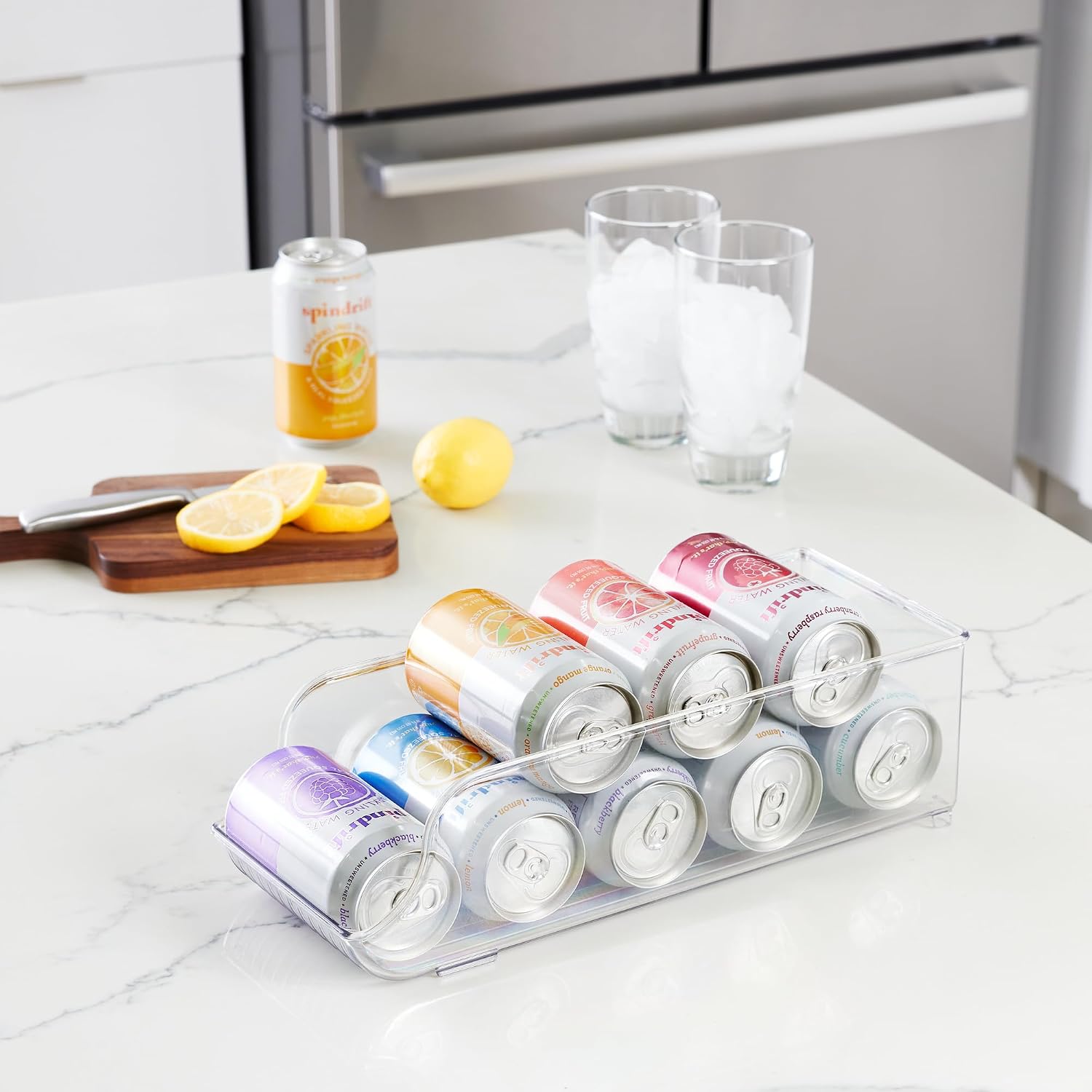 Soda can dispenser for refrigerator or pantry, clear, made in USA - view 6