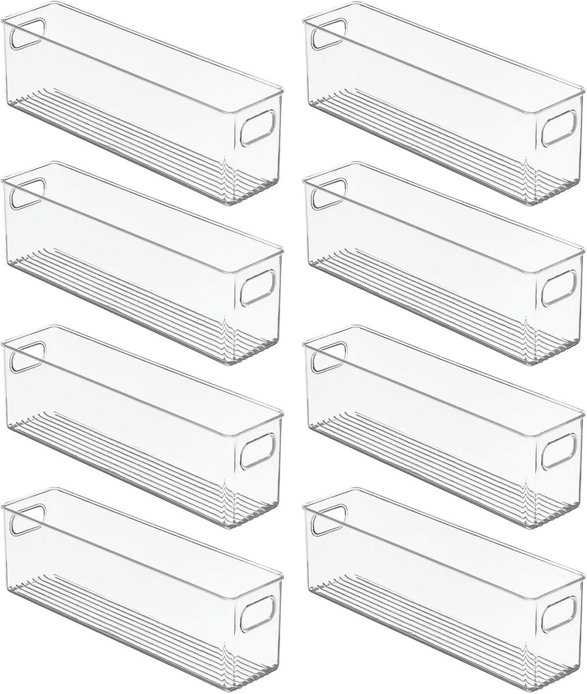 Plastic Kitchen Organizer - Storage Holder Bin with Handles for Pantry, Cupboard, Cabinet, Fridge/Freezer, Shelves, and Counter - Holds Canned Food, Snacks, Drinks, and Sauces - 8 Pack - Clear - view 3