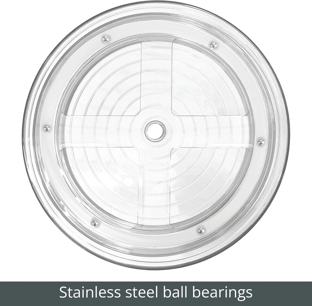 2-tier lazy susan turntable for kitchen cabinets, shelf, table, countertop, 9" multi level rotating organizer carousel, storage turntable organizer, 2 pack, clear/chrome - view 6