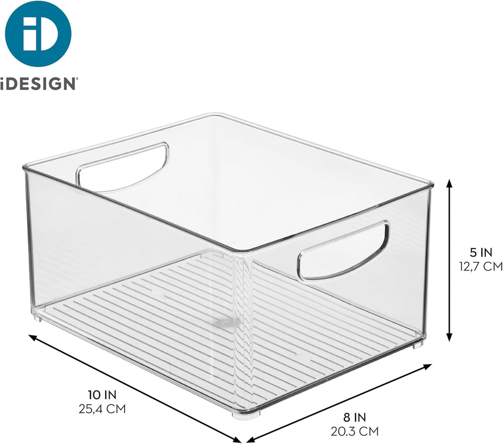 Stackable Clear Plastic Bin with Handles, 2-Pack | Kitchen Organizers and Storage, For Fridge and Pantry - view 4