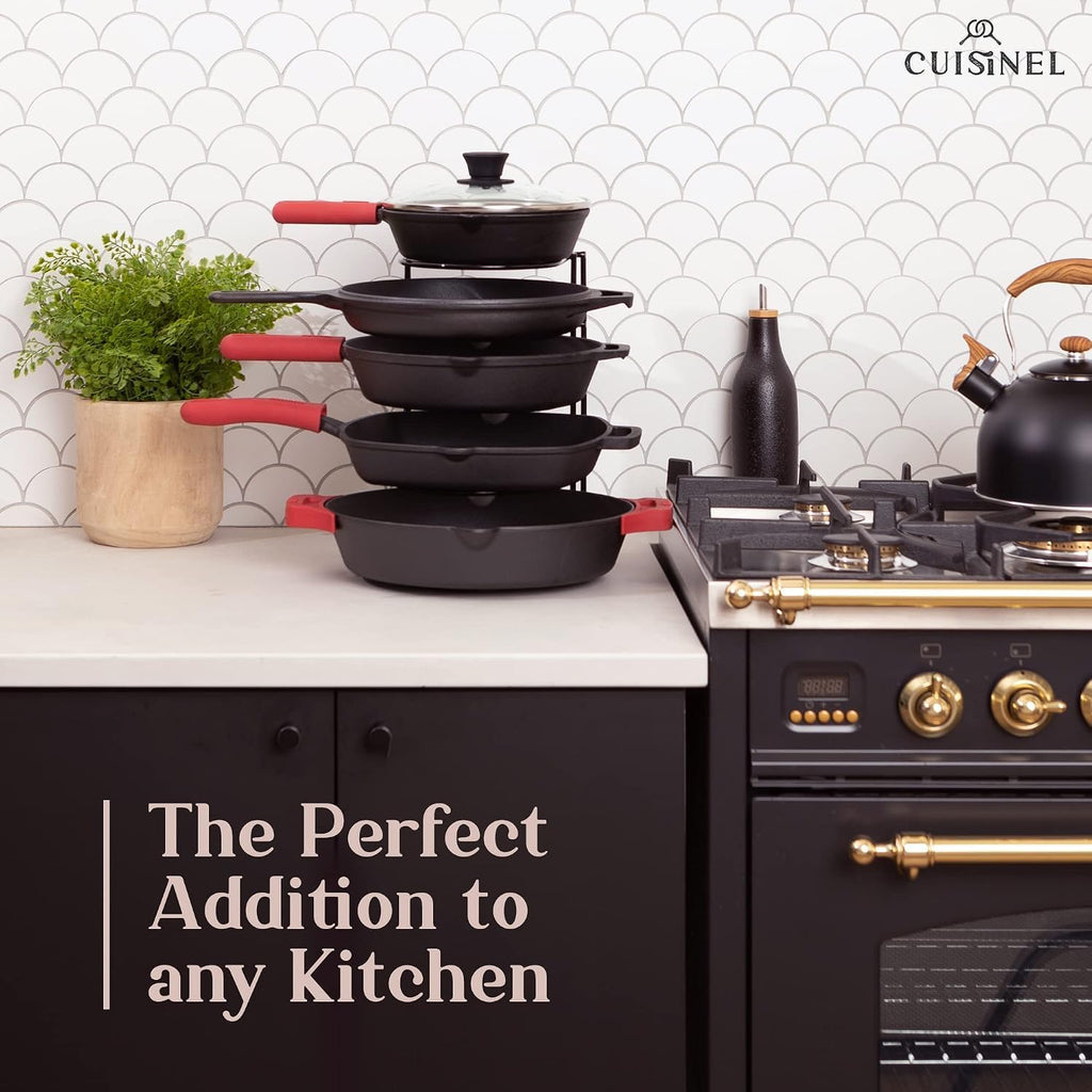 Pan Organizer for Cast Iron Skillets, Griddles, 5-Tier Rack, Black 12.2" - view 5