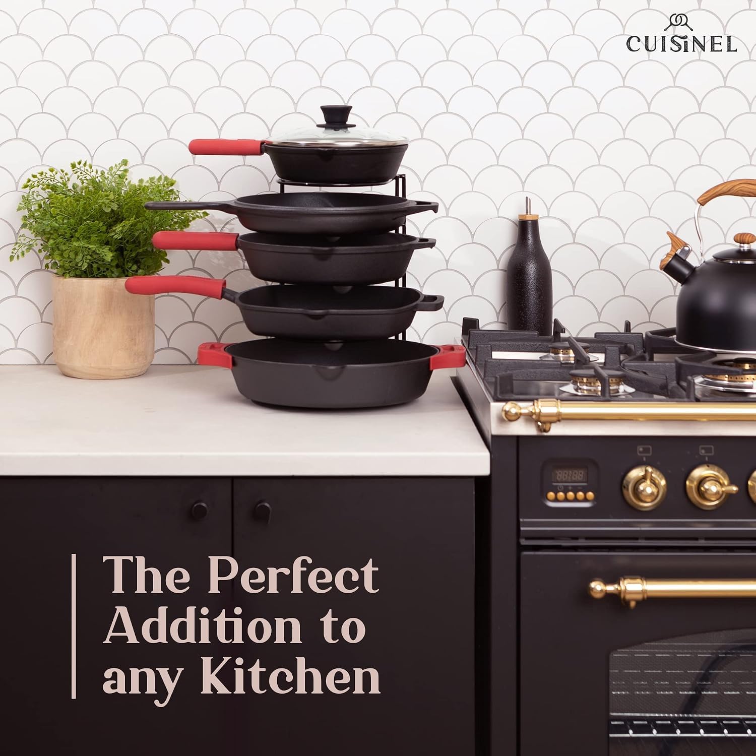 Pan Organizer for Cast Iron Skillets, Griddles, 5-Tier Rack, Black 12.2" - view 5