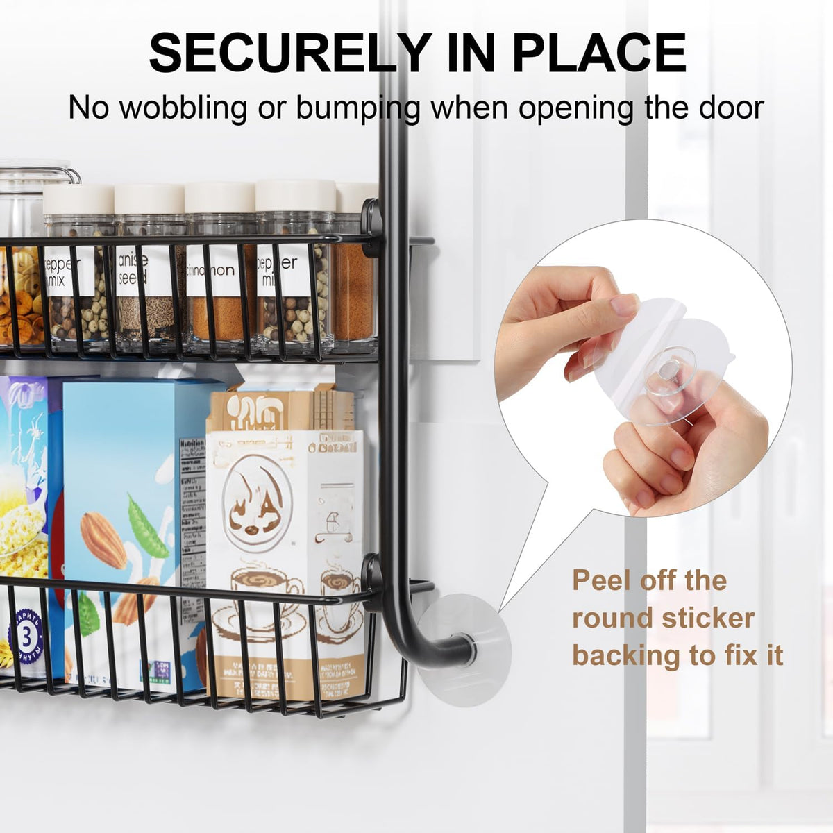 Delamu Over the Door Pantry Organizer, 6-Tier Metal Pantry Door Organization and Storage, Hanging Kitchen Basket Spice Rack Seasoning Shelves, Cabinet Door Organizer for Easy Install,D5xW18xH50inch - view 4