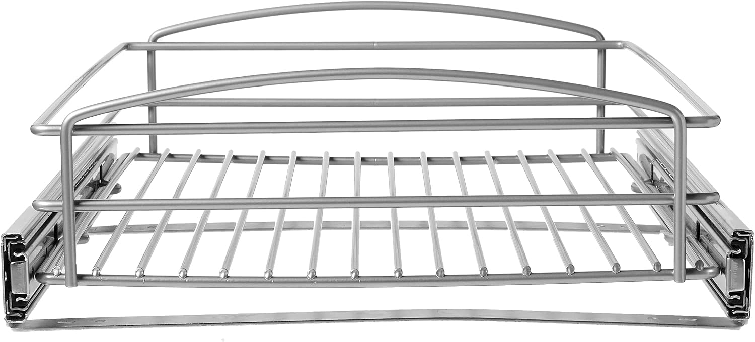 RS-MUB-14-FN 5 in. H x 15 in. W x 20 in. D Multi-Use Basket Silver Pull Out Cabinet Organizer, Frosted Nickel - view 2