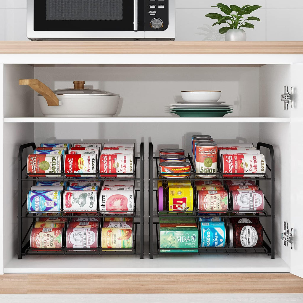 Can rack organizer, 3 tier stackable can storage dispenser, for food storage, kitchen or pantry, storage for 36 cans, black - view 6