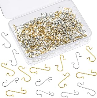 Tatuo 200 Pcs Christmas Ornament Hooks with Storage Box, Gold, Silver