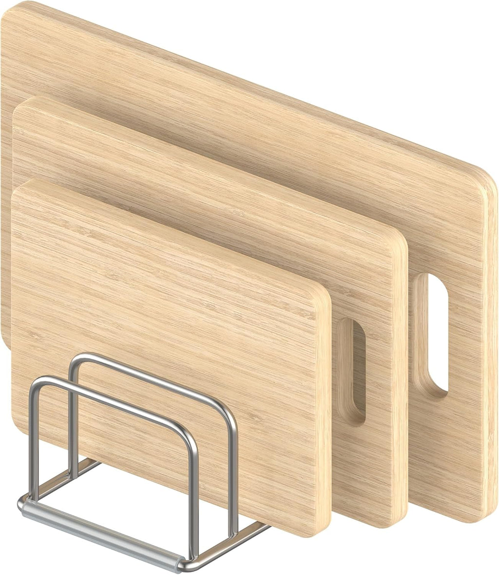Cutting Board Holder, 2PSC Cutting Board Organizer Rack, 304 Stainless Steel Cookie Sheet Baking Pan and Tray Organizer for Kitchen Cabinet and Pantry Storage (1.0 Inch Width Slots) - view 6