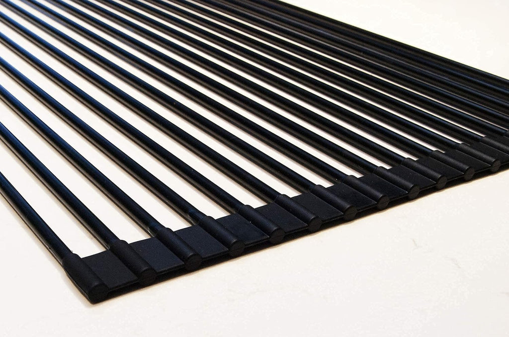 Roll Up Drying Rack Black Multipurpose, 20.4x13.1 Inches, Silicone Coated Solid Stainless Rods, Dish Racks, Sink Cover for Counter Space, Small Kitchen, RV, and Apartment Must Haves - view 5