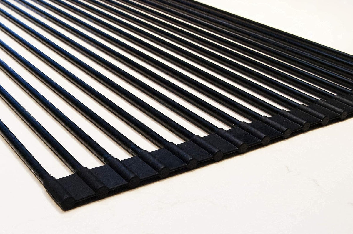 Roll Up Drying Rack Black Multipurpose, 20.4x13.1 Inches, Silicone Coated Solid Stainless Rods, Dish Racks, Sink Cover for Counter Space, Small Kitchen, RV, and Apartment Must Haves - view 5