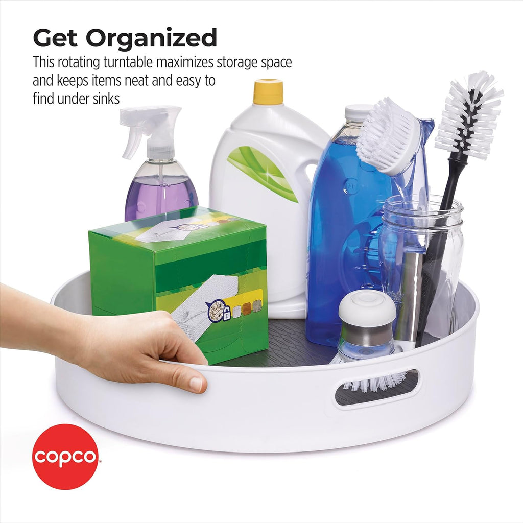 Under-Sink Pantry and Cabinet Organizer, 18-Inch, Revolving Storage Solution, White and Gray - view 5