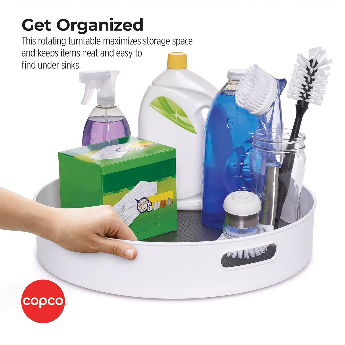 Under-Sink Pantry and Cabinet Organizer, 18-Inch, Revolving Storage Solution, White and Gray - view 5