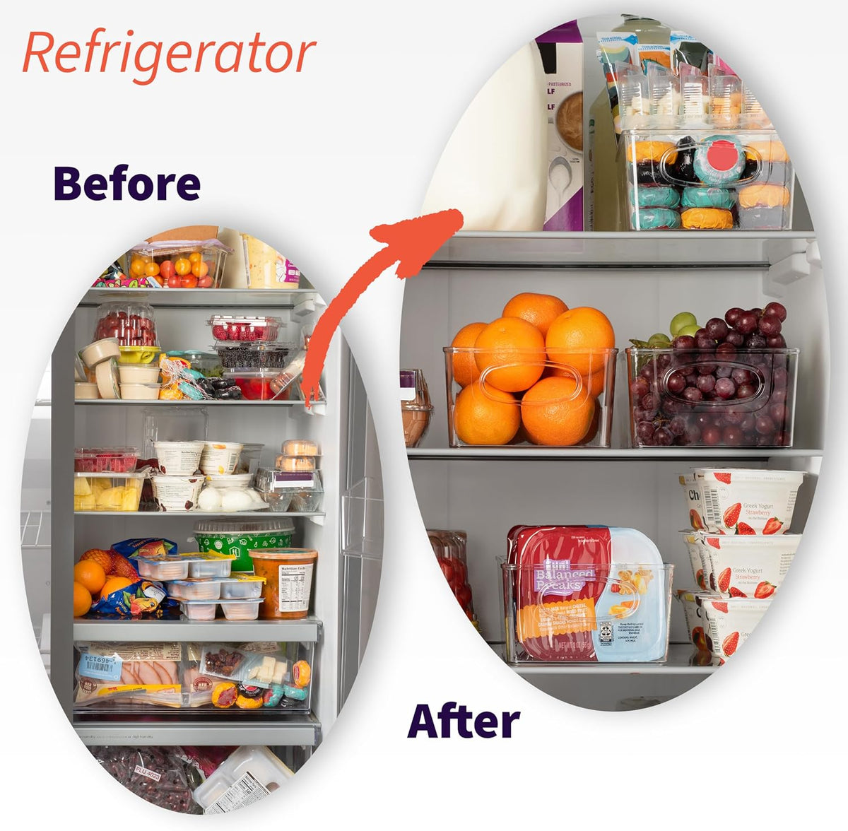 Plastic Pantry Organization and Storage Bins with Removable Dividers – Perfect Kitchen Organization or Kitchen Storage – Refrigerator Organizer Bins, Cabinet Organizers (2 Pack) - view 6