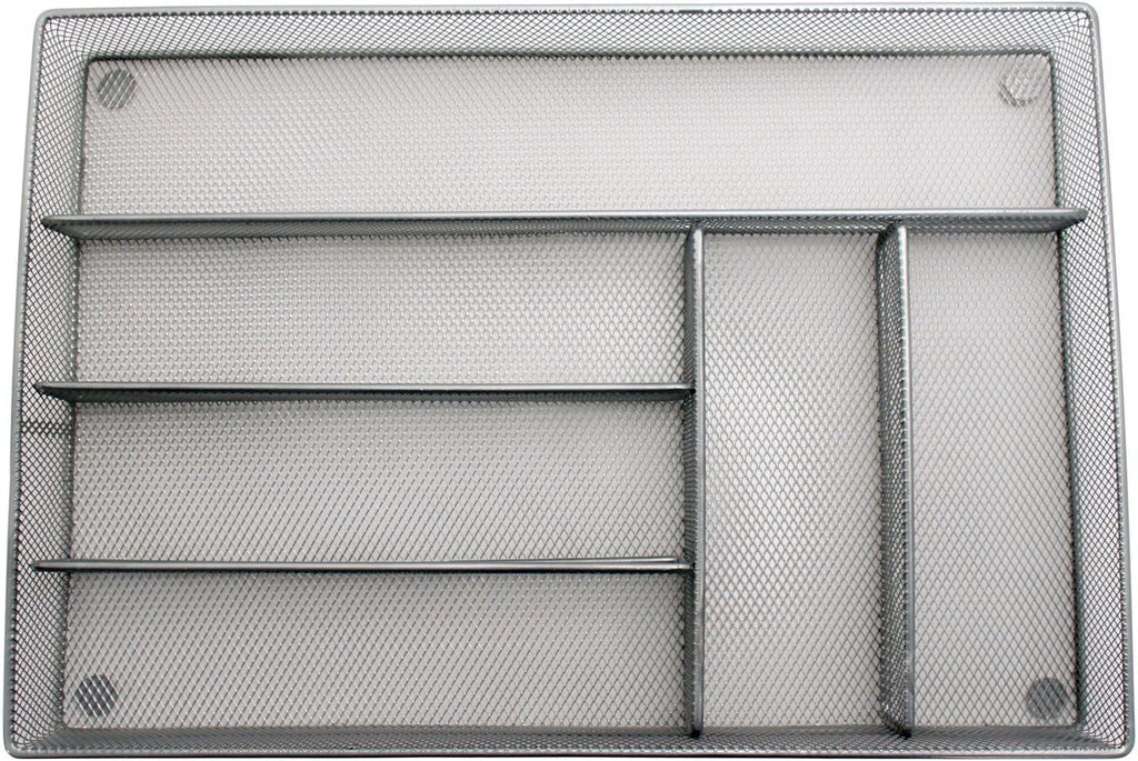 Mesh Large Cutlery Tray with Foam Feet - 6 Compartments - Kitchen Organization/Silverware Storage Utensil Flatware Tray - view 6