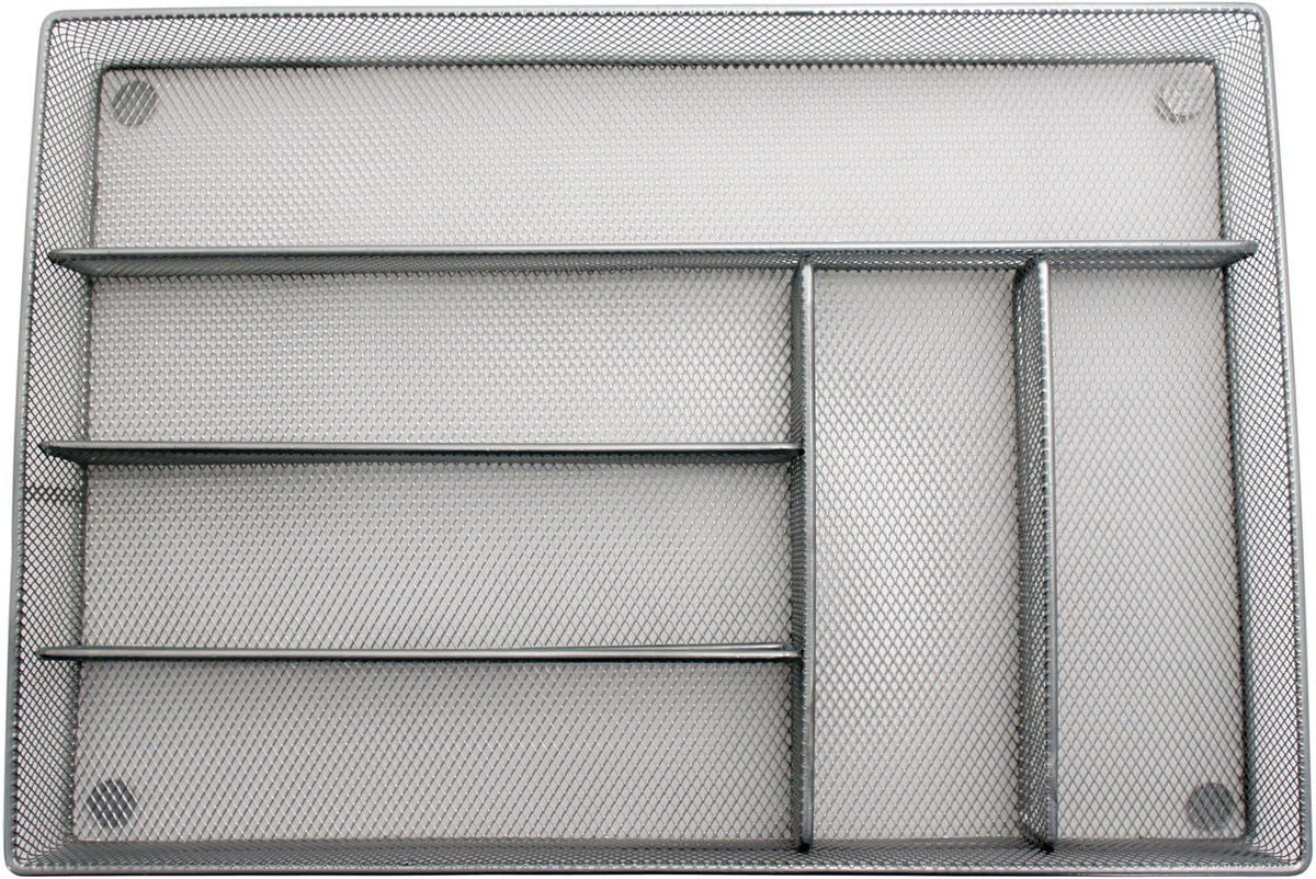 Mesh Large Cutlery Tray with Foam Feet - 6 Compartments - Kitchen Organization/Silverware Storage Utensil Flatware Tray - view 6