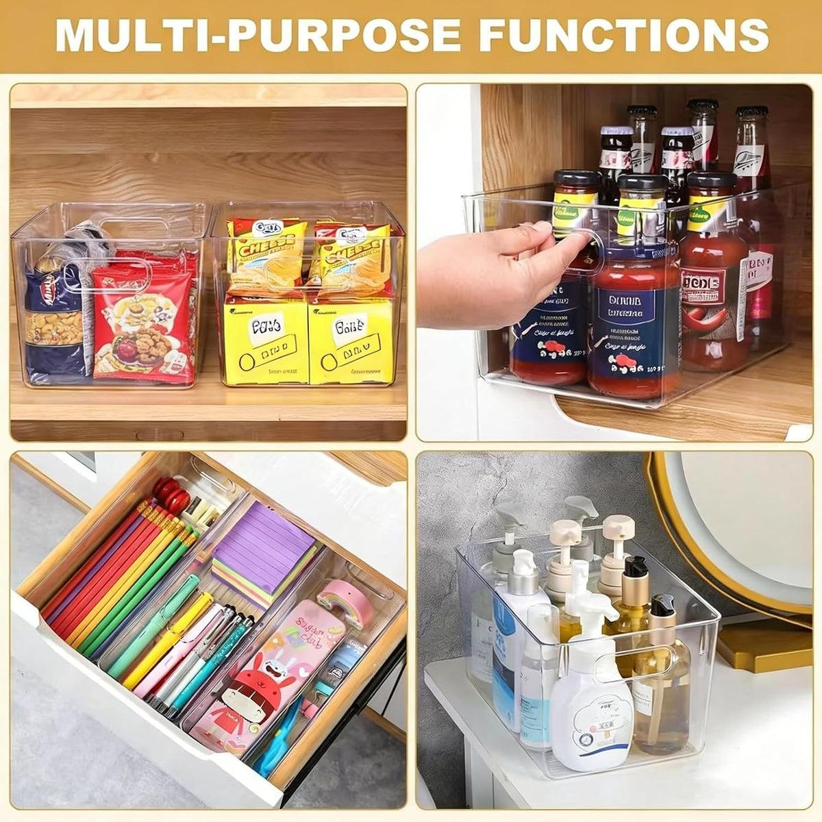 Set of 8 pantry organizers and storage, Clear Plastic Storage Bins for Kitchen Organization, Freezer Storage, Home Edit Containers - view 6