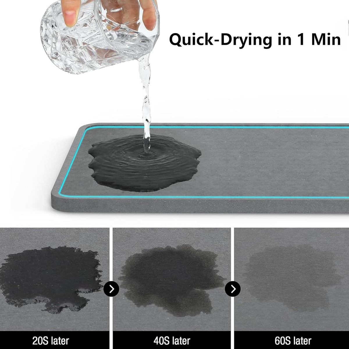 Large Family-Sized Sponge Holder for Kitchen Sink Organizer (Black) | Sink Caddy with Instant Drying Stone, Stainless Steel Sponge Holder for Sponges, Scrubbers, Soap, Home Countertop Organizer - view 3