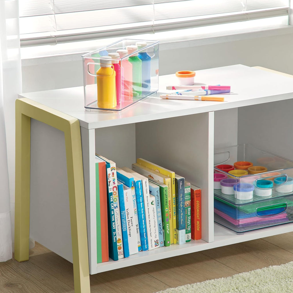 Plastic Stackable Pantry Bin, Set of 2, Clear | Storage Bin with Handles, For Cabinets or Fridge - view 6