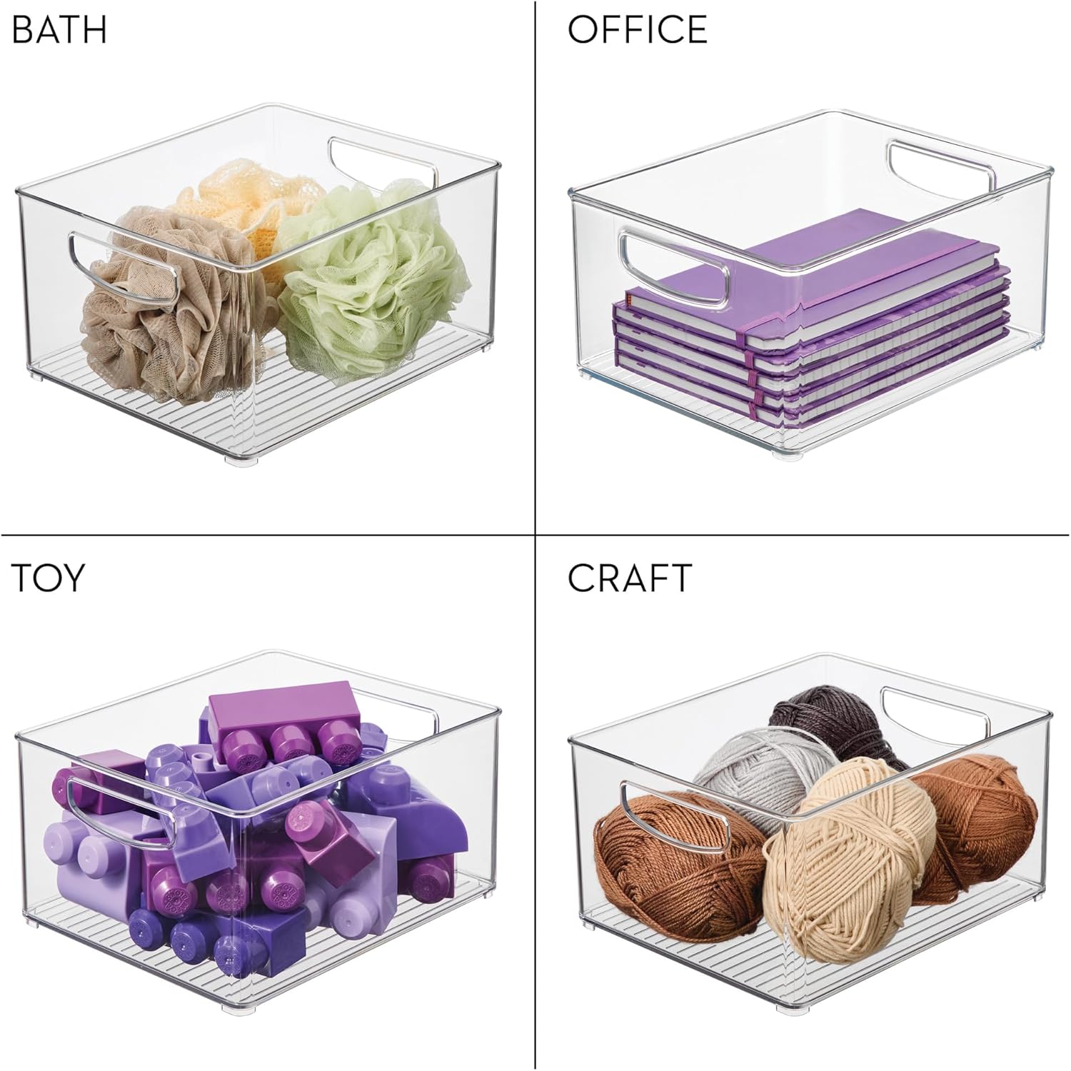 Stackable Clear Plastic Bin with Handles, 2-Pack | Kitchen Organizers and Storage, For Fridge and Pantry - view 7