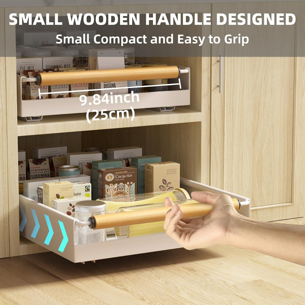 Pull Out Cabinet Organizer, 15.3'' Deep Expandable Slide Out Cabinet Organizer Fixed with Adhesive Nano Film, Slide Out Drawers Pull Out Tray for Cabinet in Kitchen, Pantry, Bathroom, White - view 3