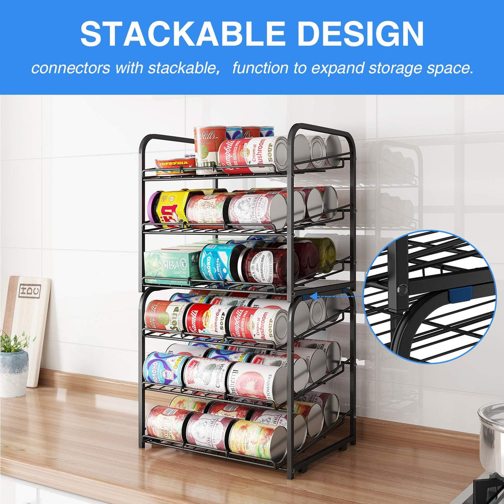 Can rack organizer, 3 tier stackable can storage dispenser, for food storage, kitchen or pantry, storage for 36 cans, black - view 7