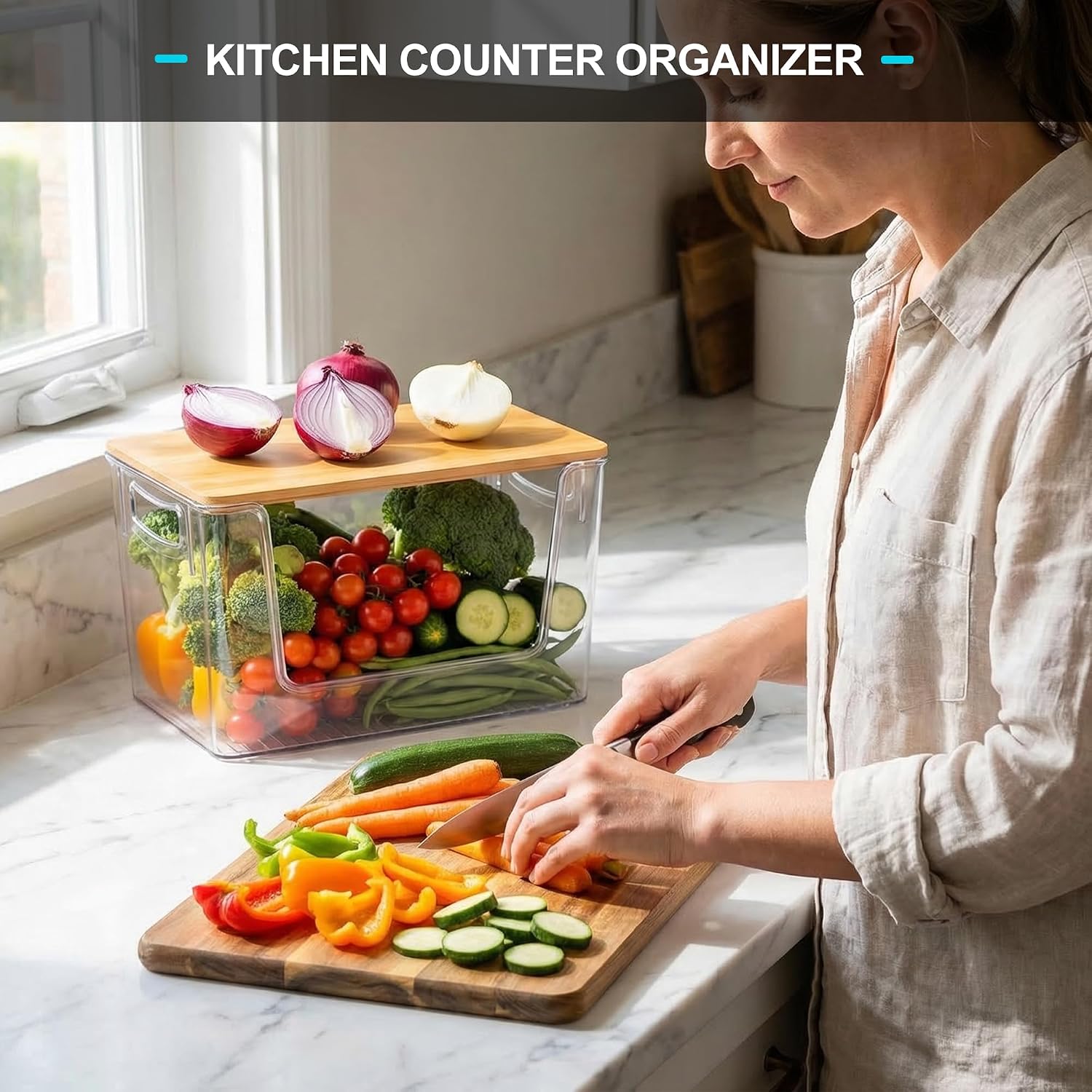Pantry Organizers Storage, 2 Pack Large Clear Storage Bins for Onion, Potato, Garlic, Canned Food, Organizer Bins for Under Sink, Kitchen, Countertop, Bathroom - view 4