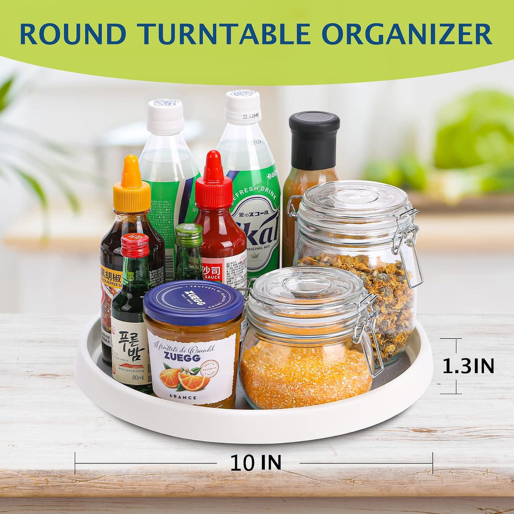 Lazy Susan Turntable, Set of 4, 10 Inch Non-Skid Lazy Susan Organizer for Cabinet, Pantry Organization, Kitchen Storage, Bathroom Sink Cabinet, Refrigerator, Countertop, Spice Rack (4 Pack 10 in) - view 4