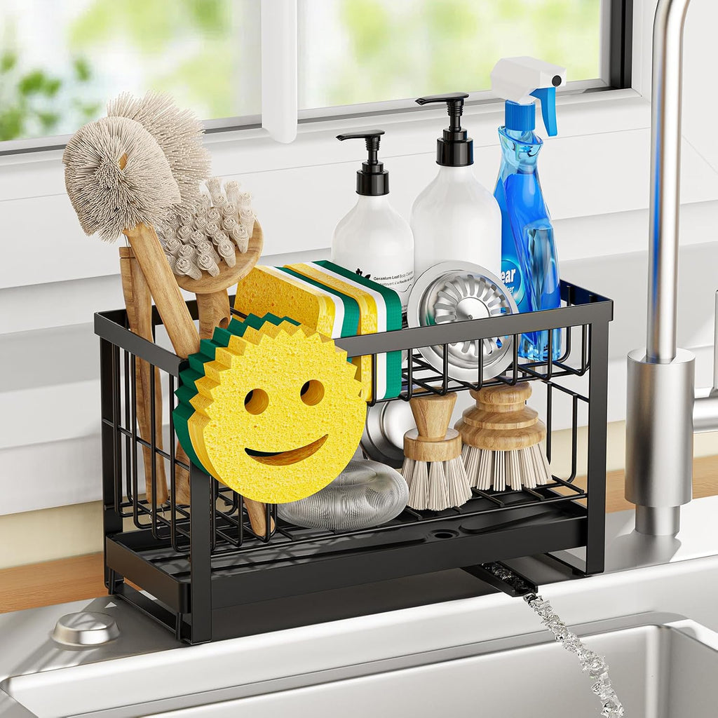 Sponge Holder for Kitchen Sink,Smiley Face Sink Caddy with Removable Brush Holder,Self-Draining Sponge Caddy for Sponge,Soap,Dish Brush,Scrubber,Kitchen Essentials and Gadgets - view 4