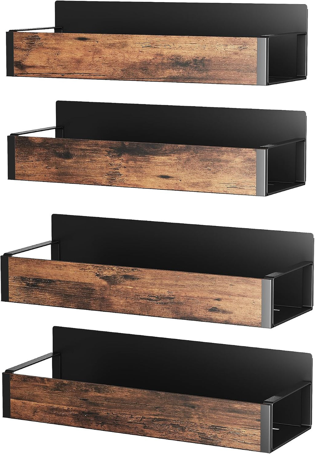 4 pack moveable fridge magnetic spice racks, metal (wood) - view 7