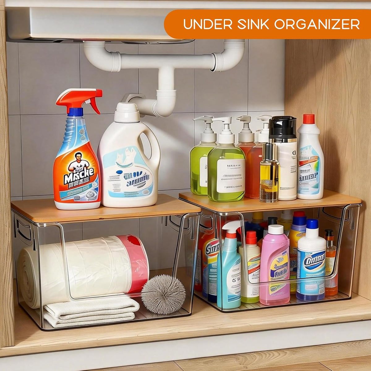 Pantry Organizers Storage, 2 Pack Large Clear Storage Bins for Onion, Potato, Garlic, Canned Food, Organizer Bins for Under Sink, Kitchen, Countertop, Bathroom - view 6
