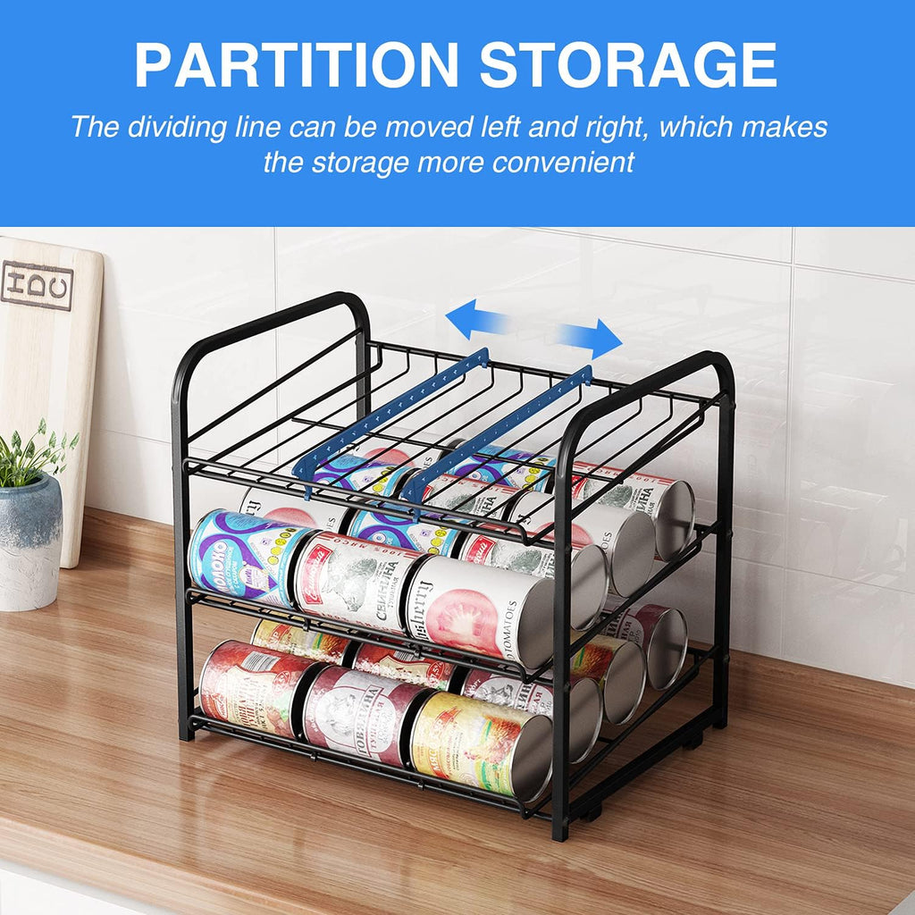 Can rack organizer, 3 tier stackable can storage dispenser, for food storage, kitchen or pantry, storage for 36 cans, black - view 5